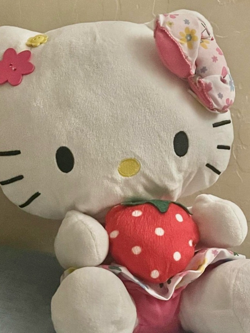 Hello Kitty Strawberry Plush with White Flowered Dress